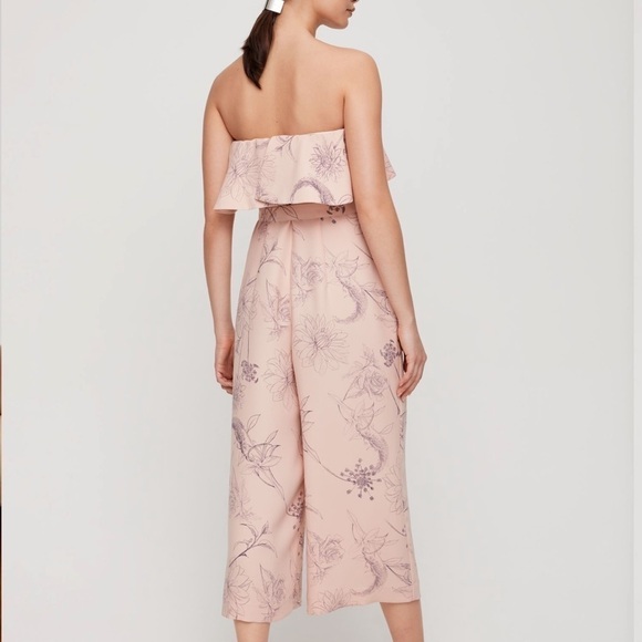 ARITZIA Babaton Flutter Pink Altamiro Floral lightweight Satin Jumpsuit size 2 - Picture 7 of 16